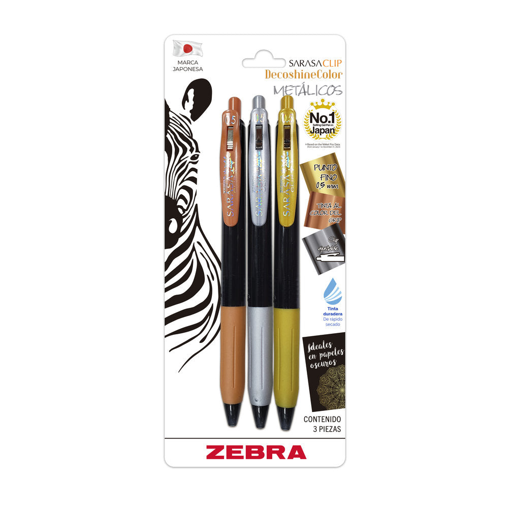 Rollerbal Tinta Gel - Sarasa Clip Decoshine- Zebra